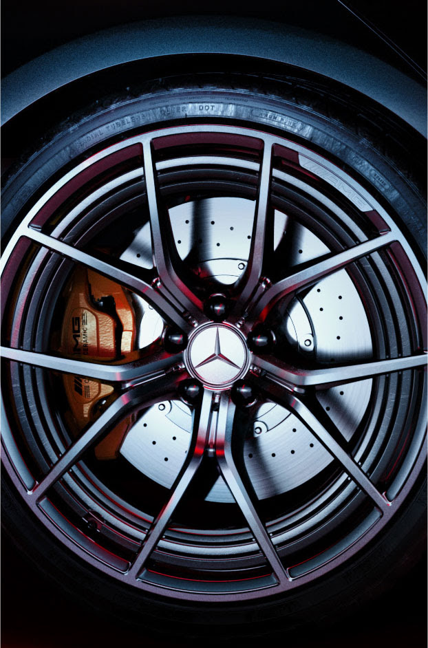 mercedes abstract creative cgi still and automotive retouching macro wheel detail closeup