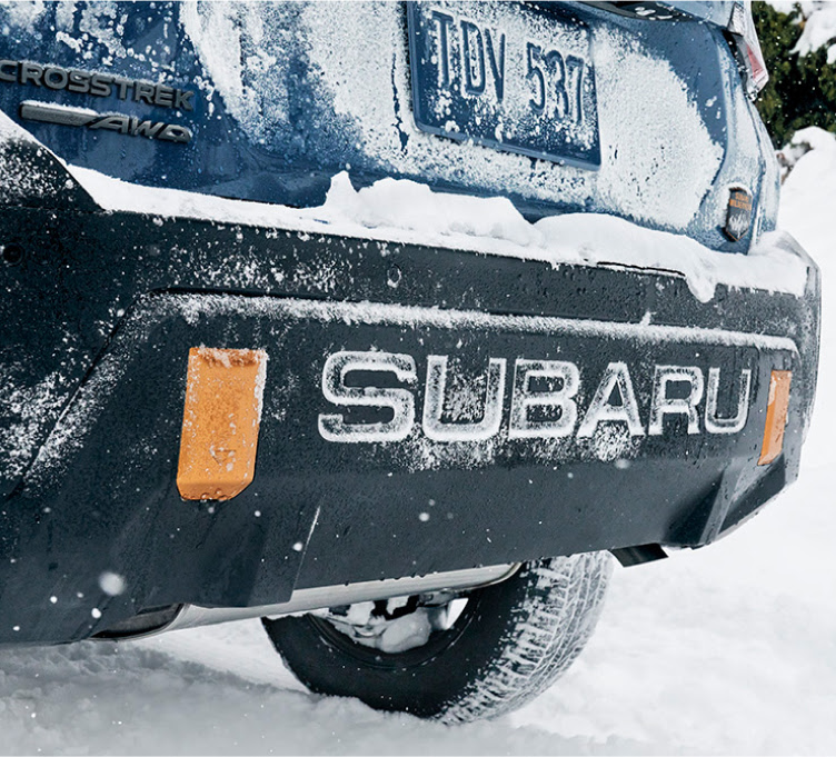 subaru close-up macro retouching detail in snow for automotive