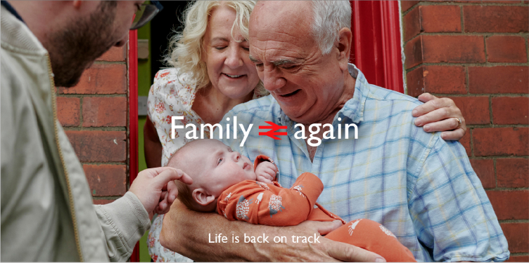 national rail retouching photoshoot of a family and baby