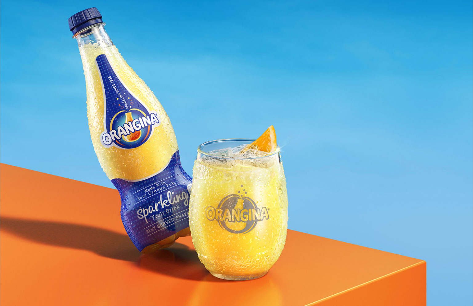 orangina cgi product bottle