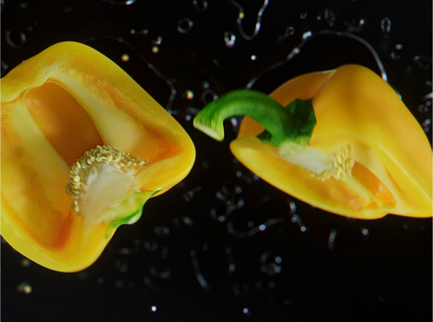 cgi food photogrammetry of split pepper